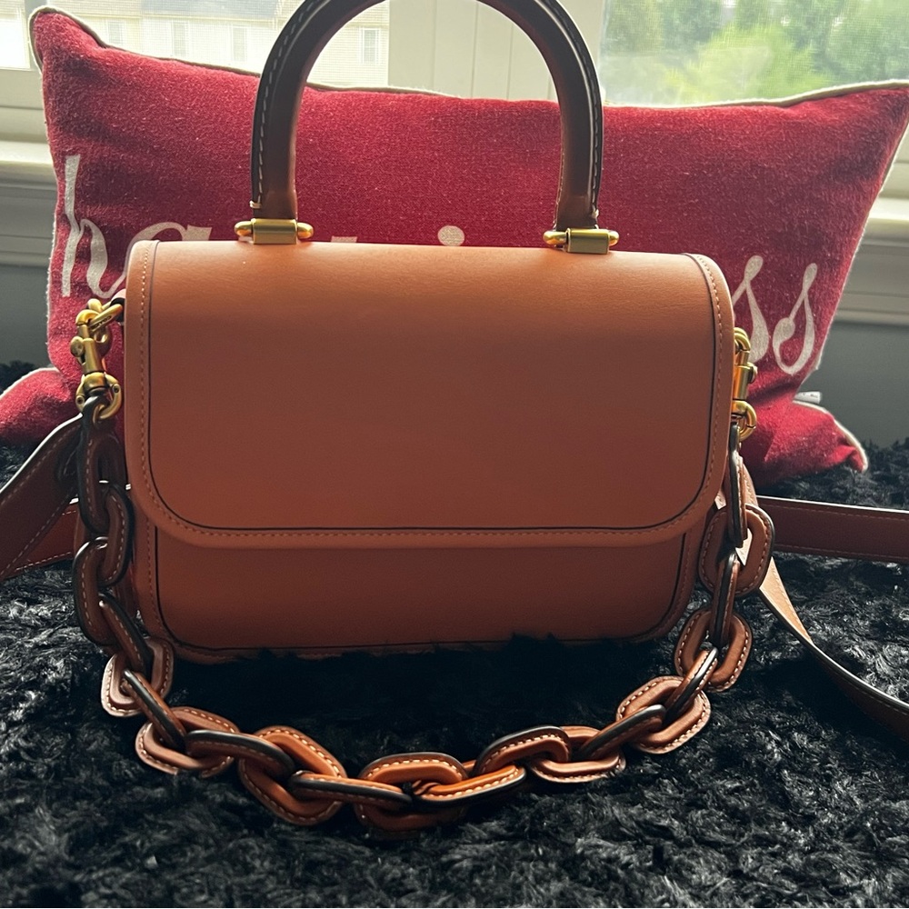 Colorblock Rogue Top Handle & wallet - Peach/Burnt Orange/Tan
